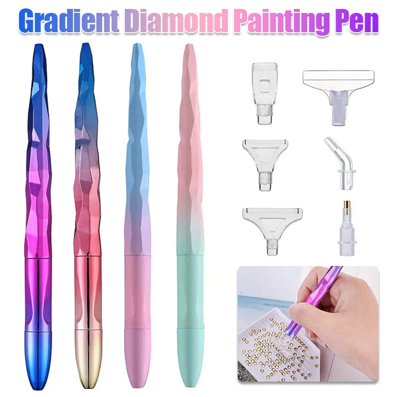 Resin Art And Craft - グラデーションダイヤモンドペイントペンセット、6つのペンチップ付き、DIYアートクラフトアクセサリー、絵画愛好家のためのクリスマスギフト