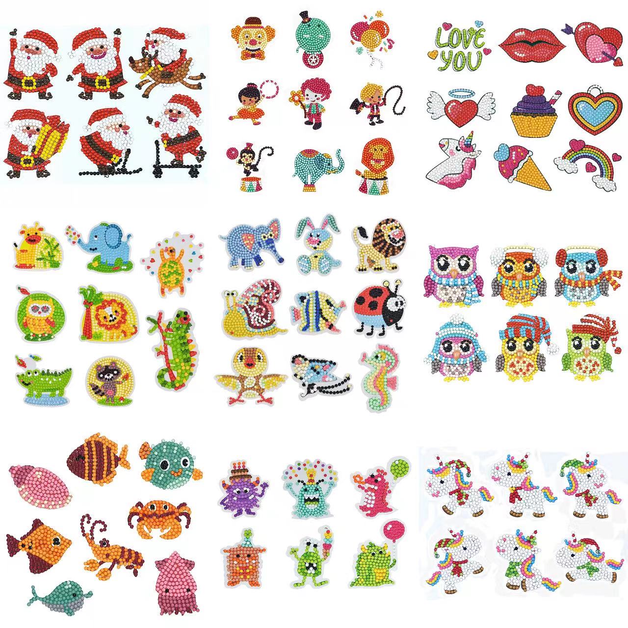 Resin Art For Kids - 子供のための5Dダイヤモンド絵画ステッカーキット,漫画のパターン,モザイクアート,数字,DIY,家の装飾,ギフト