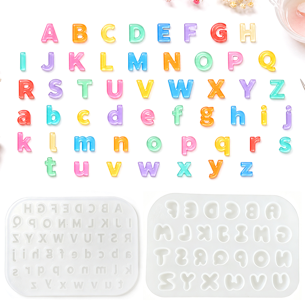 Resin Art Liquid - S0321ミニサイズシリコンモールド DIYクリスタルエポキシ樹脂 大文字小文字文字ジュエリー製作 アルファベットモールド