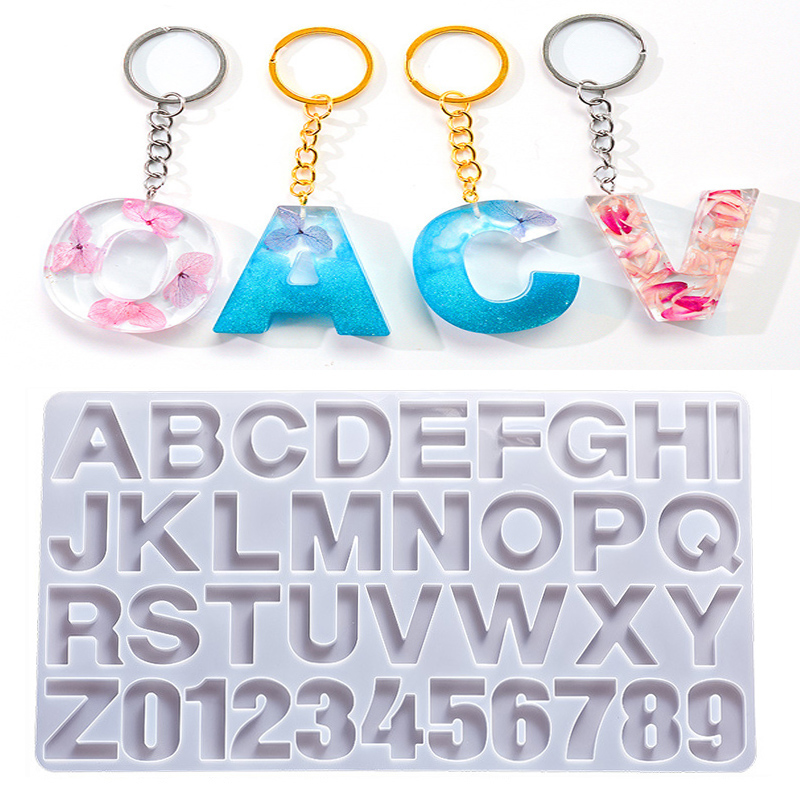 Resin Art Work - アルファベットエポキシ樹脂シリコーン型 DIY レターナンバーペンダント樹脂型キーホルダーイヤリングエポキシ樹脂ジュエリー工芸品鋳型