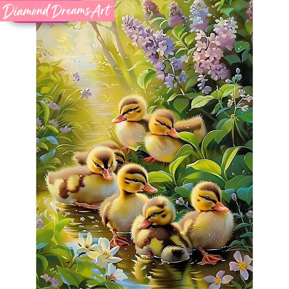 Resin Art For Kids - フレームレス、5D DIY ダイヤモンドペインティングアヒル動物絵ラインストーンダイヤモンドモザイク針仕事刺繍子供の趣味