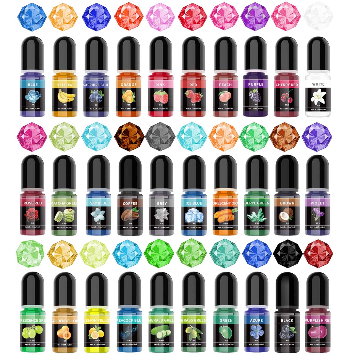Resin Art Liquid - 5ml/ボトル エポキシ樹脂顔料 液体着色剤 染料 ユニバーサルエポキシ樹脂顔料 UV