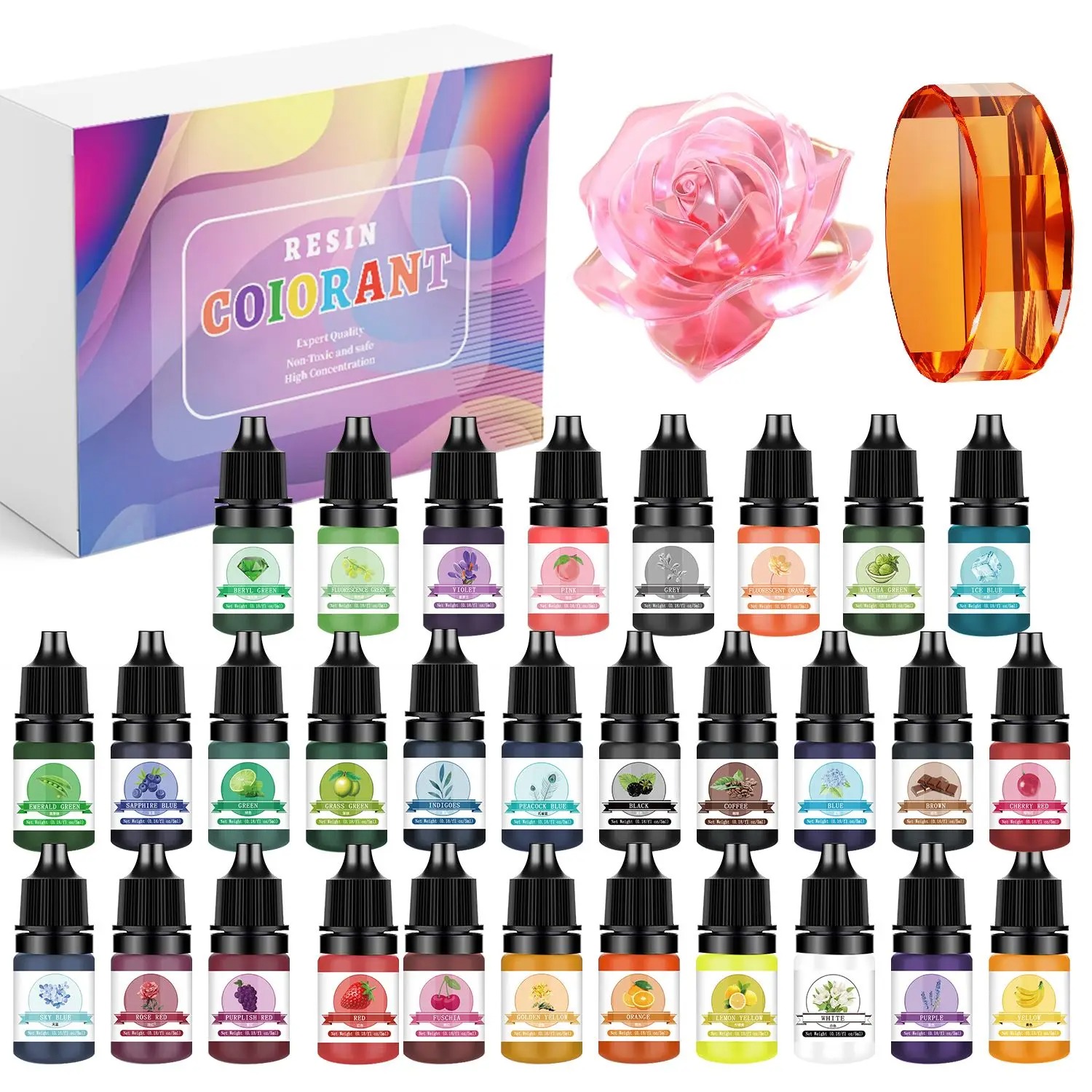 30色 5ml エポキシ樹脂顔料キット 液体着色剤 DIY  - Resin Art Liquid のレビューと価格
