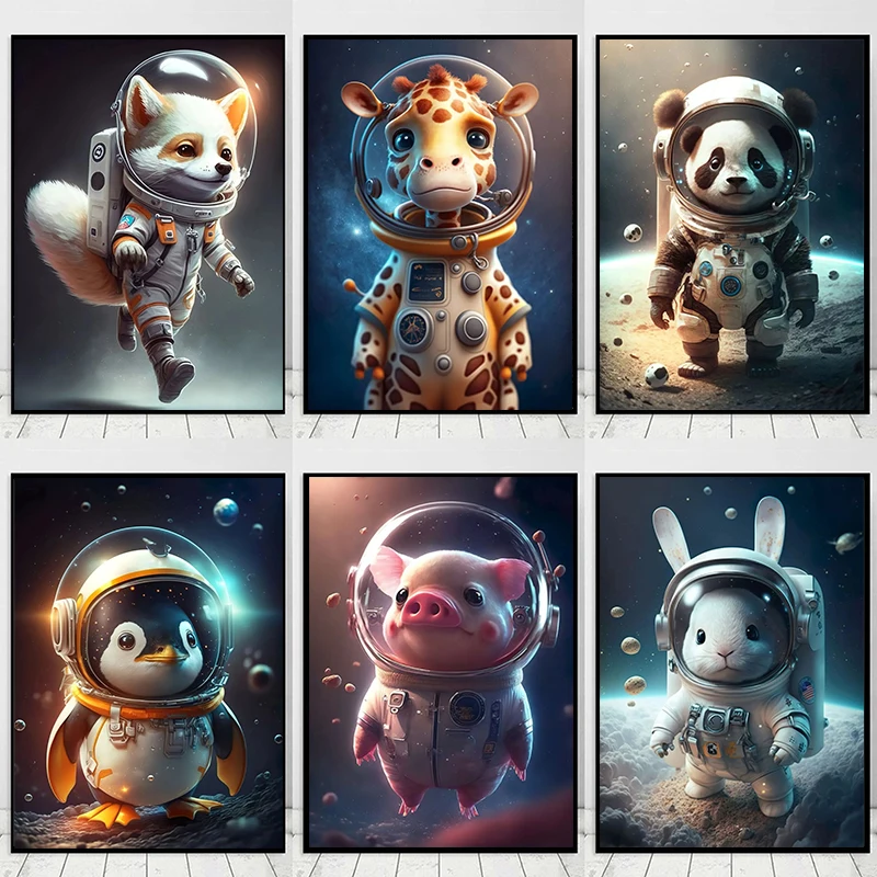 かわいい面白い宇宙飛行士宇宙動物ポートレートポスタープリント - Resin Art For Kids のレビューと価格