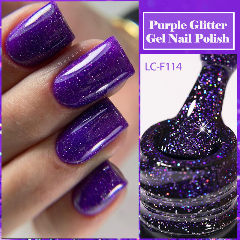 LILYCUTE パープルグリッタースパンコールジェルネイル - Resin Art Purple のレビューと価格