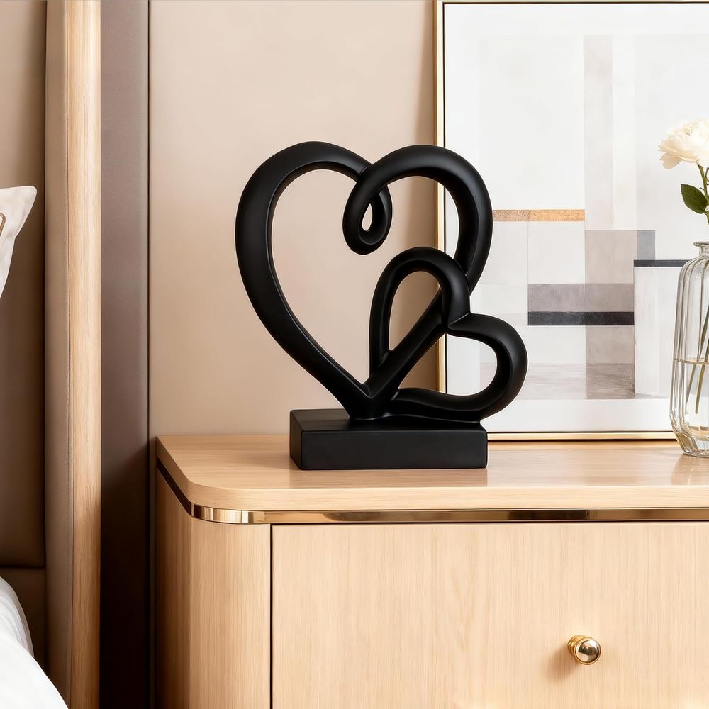 結婚記念日の贈り物 - 二つのハートの装飾樹脂製像、1年目か - Resin Art And Wood のレビューと価格