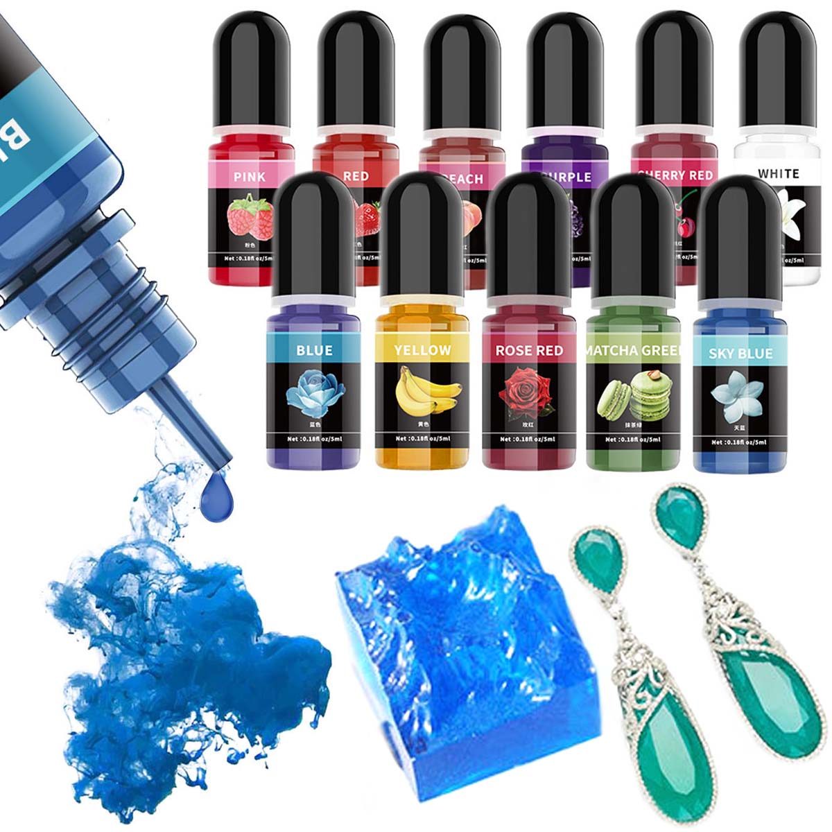 5ml/ボトル エポキシ樹脂顔料 液体着色剤 染料 ユニバー - Resin Art Liquid のレビューと価格